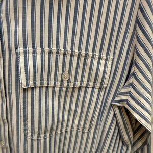 Max Studio Blue and White Striped Casual Button-Down Shirt
